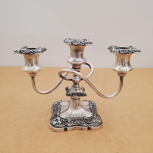 Vintage Silver Plated Candelabra twisted 3 branch design Floral Accent, Candle Stick Holder Home Decor