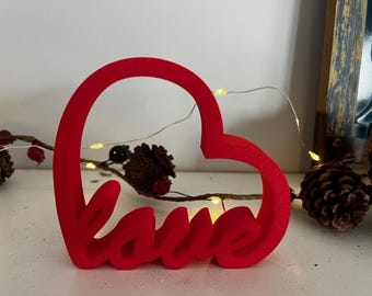 Light Red Love Sign, Cursive Valentine Decor, Romantic Home Gift