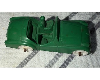 Vintage 1950s Auburn Rubber Triumph TR3 Roadster Green Toy Car - Needs TLC