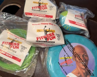 1991 McDonalds Happy Meal Toys Michael Jordan Fitness Fun Challenge, 5 Pieces
