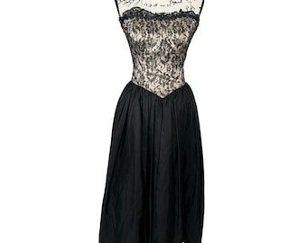 Vintage Gunne Sax Jessica McClintock Black Lace Strapless Formal Dress Size 9