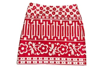 Milly Of New York Women's Pink & White Floral Geometric Mini Skirt Sz 10