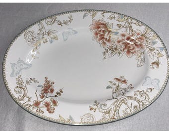 222 Piąty ZOE BIAŁY owalny duży talerz do serwowania 14" x 10,25" kwiatowy