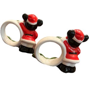 VTG WALT DISNEY Productions Christmas Napkin Rings Mickey Mouse Japan Set Of 2 image 3