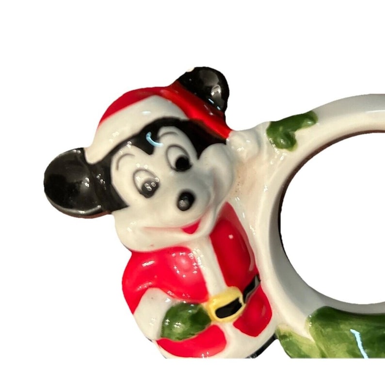 VTG WALT DISNEY Productions Christmas Napkin Rings Mickey Mouse Japan Set Of 2 image 6