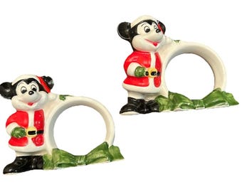 VTG Walt Disney Productions Świąteczne obrączki na serwetki Myszka Miki Japonia zestaw 2 szt.