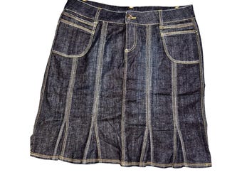 Boom Boom Jeans Tailored Denim Skirt Womens XL Dark Wash Vintage Y2K