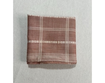 Christian Dior Lightweight Pink Red Cotton Pocket Handkerchief Hankie Vintage