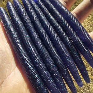 8pk 5" Junebug Stick Worms: Senko-Style Soft Plastic Bass Lures - 5" 8pk - Texas Rig, Carolina Rig, Neko Rig, Wacky Rig, Weightless