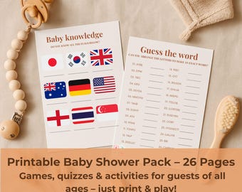 Baby Shower Game Bundle – 20 Fun & Printable Baby Games with Answer Sheets – Instant Download for Baby Shower Party Activities