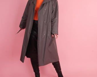 Vintage 80s Oversized Boxy Minimalist Trench coat in Gray EU38, Capsule Wardrobe