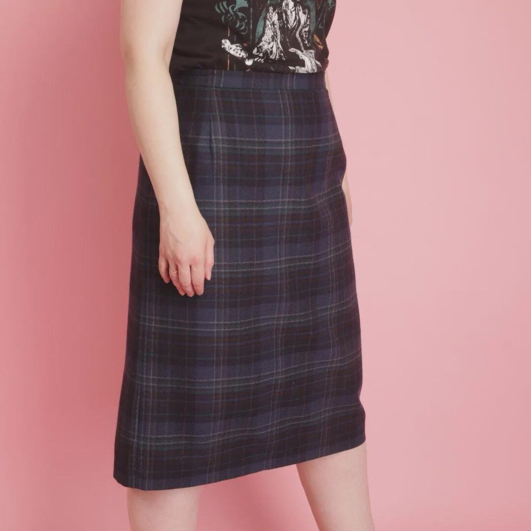 Vintage the Edinburgh Woollen Mill Plaid Midi Pencil Classic Skirt Size ...