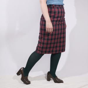 Vintage 90s plaid pencil skirt, Dark Academia skirt L, plaid skirt