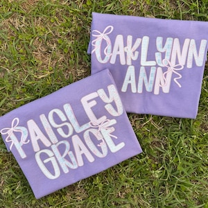 Personalized Patchwork Name Shirt, Toddler Girl Boutique Style Tee