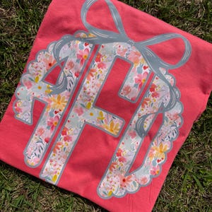 Floral Monogram Shirt, Personalized Initial Tee, Spring Summer Apparel