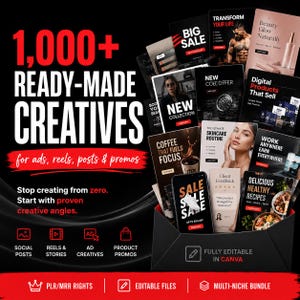 Más de 1000 plantillas editables de meta anuncios de Canva (Facebook, Instagram) – Kit de anuncios de alta conversión