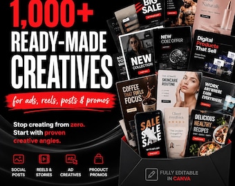 1000+ Editable Canva Meta Ads Templates (Facebook Instagram) – High Converting Ads Kit