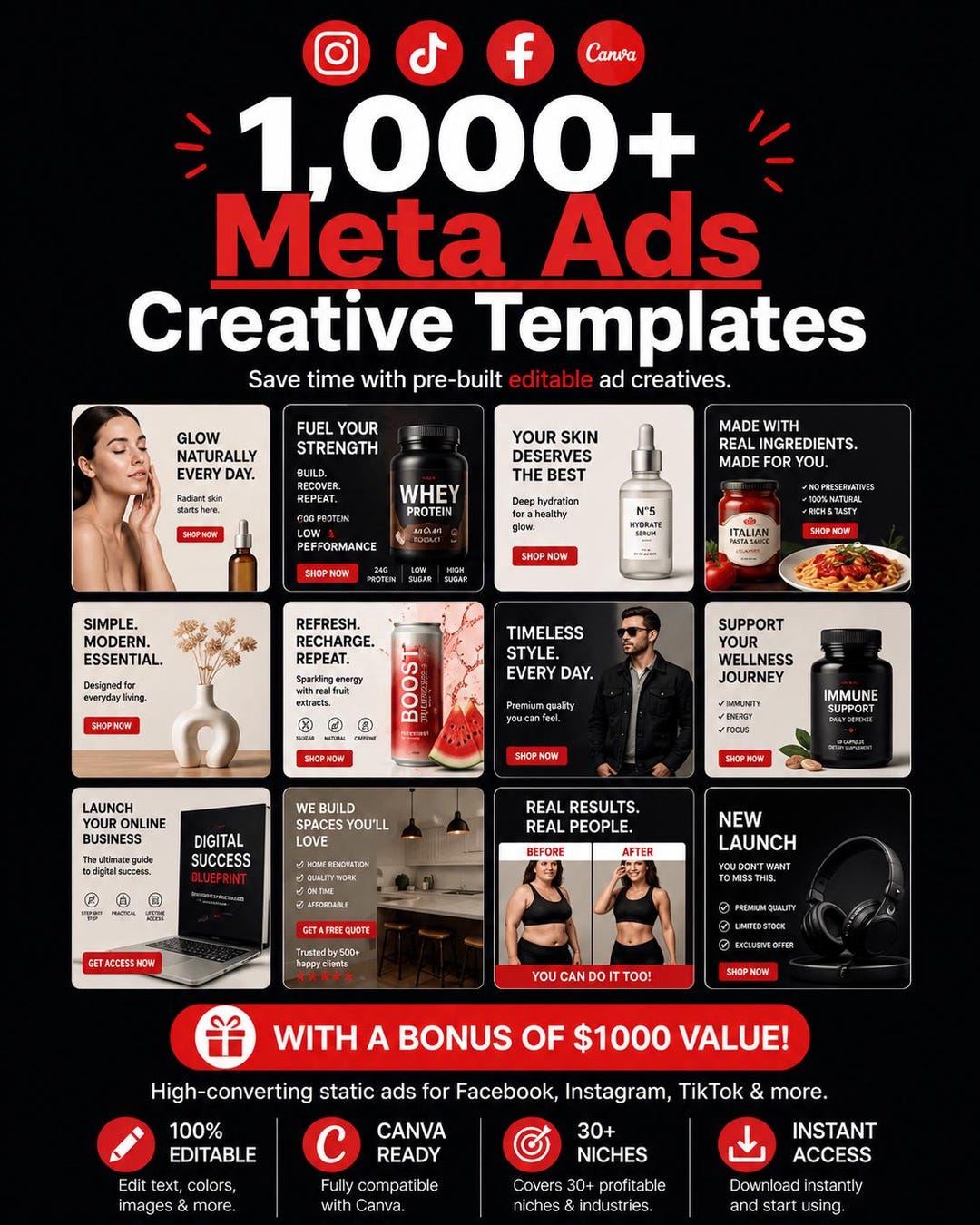 1000+ Editable Canva Meta Ads Templates (facebook Instagram) – High ...