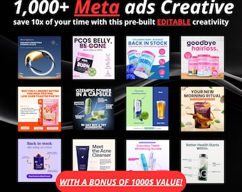 Plus de 1 000 modèles de méta-annonces modifiables Canva (Facebook Instagram) – Kit de publicités à fort taux de conversion
