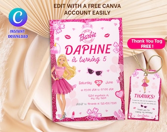 Faire-parts d'anniversaire Barbie Fête d'anniversaire Barbie Faire-part Barbie Carte d'anniversaire Barbie Invitation Barbie Modèle Faire-part Barbie