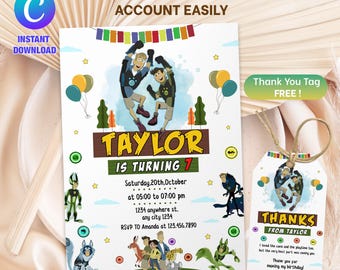 Faire-part d'anniversaire sauvage Kratts, invitation animaux à imprimer, modèle d'invitation de fête safari, invitation modifiable, anniversaire garçon fille