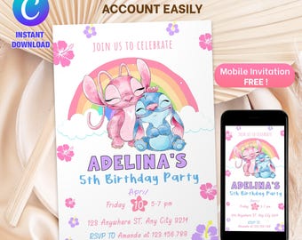 Invitation d'anniversaire point et ange, point d'invitation modifiable, invitation de fête numérique, invitation de fête d'anniversaire de point imprimable