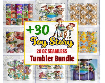 Pacchetto di involucri per bicchieri Toy Story, download immediato di design di involucri PNG per bicchieri da 20 once, modello di design per bicchieri sottili digitali da 20 once