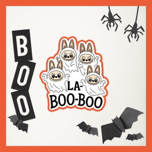 Ghost Sticker, Funny Halloween La-Boo-Boo Vinyl Decal, Cute Spooky Monster Sticker, Kawaii Ghost Art, Ghost La-Boo-Boo Collectible