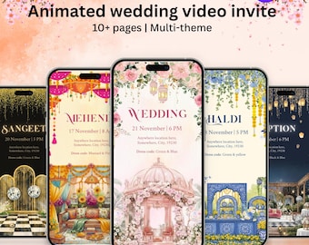 Enchanted Indian Wedding Video Invite | Multi-theme Floral | Editable in Canva