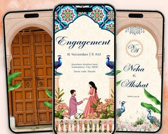 Indian Engagement Video Invite | Castle themed | Editable in Canva