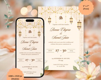 Indian Wedding invitation bundle (Official invite + Save the date + RSVP + Event timeline)
