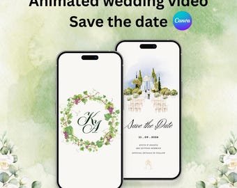 Enchanted garden themed animated Save The Date digital invite | Elegant and Vintage | Canva editable template