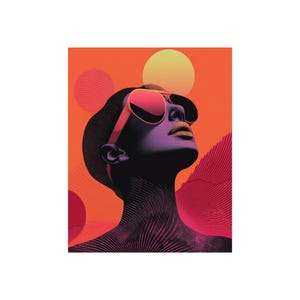 Fine Art Posters, Woman looking up with Sun Glasses, Wall Art Print, Minimalist Poster, Home Decor, Modern Art Print