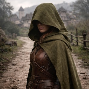 Szata z peleryną czarodzieja, średniowieczna fantasy, szata z kapturem, peleryna