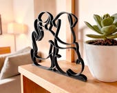 Dog mom Mothers Day gift, girl and her dog line art sculpture on shelf, gift for dog lover mom, dog mom birthday gift, dog mom Christmas gift, dog lover gift for women, woman and dog figurine, dog and owner sculpture, pet lover home decor, dog mom keepsake, gift for dog mom from husband, sculpture of girl with her dog shelf decor