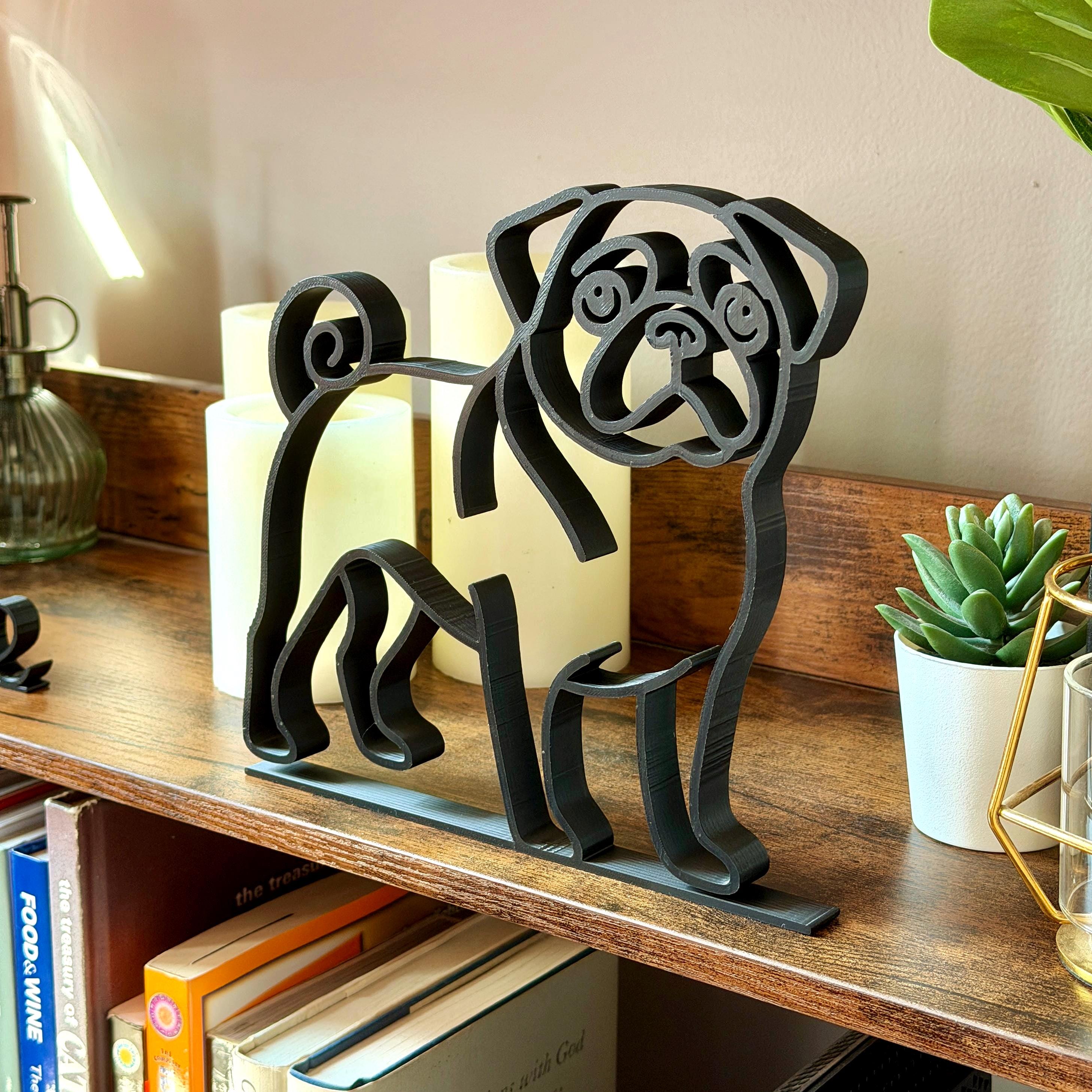 Pug Line Art Sculpture