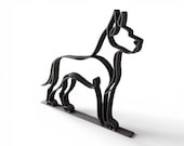 Black Great Dane silhouette statue three quarter view on white background, modern line drawing dog dad gift for Great Dane lover