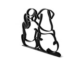 Gift for dog mom, girl and her dog black line art sculpture angled view, dog mom Mothers Day gift, dog lover gift for women, dog mom birthday gift, dog mom Christmas gift, woman and dog figurine, dog and owner sculpture, pet lover home decor, gift for dog mom from husband, sculpture of girl with dog, dog mom keepsake