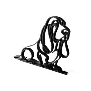 Gift for Basset Hound dad, black line art Basset Hound sculpture angled view, minimalist Basset Hound mom gift dog lover home decor figurine