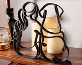 Dog Lover Mom minimalist sculpture styled on a shelf as modern home decor.