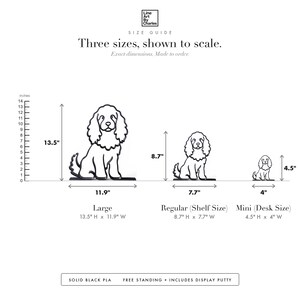 Line Art by Charles Mini Cocker Spaniel Line Art Sculpture, 3D Printed Dog Shelf Decor Gift size guide: Large 13.5" x 11.95", Regular 8.7" x 7.7", Mini 4.5" x 3.98"