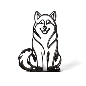 Alaskan Malamute gift, black line art Alaskan Malamute sculpture front view, minimalist Alaskan Malamute figurine, Malamute mom gift, Malamute dad gift, Alaskan Malamute lover gift, Alaskan Malamute owner gift, Alaskan Malamute gifts for women, Alaskan Malamute gifts for men, Alaskan Malamute home decor, Alaskan Malamute statue, Alaskan Malamute Christmas gift, Malamute birthday gift