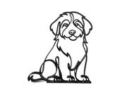 Alternate line art design of a sitting Bernedoodle on a white background, showing the puppy-soft expression, fluffy doodle coat, and clean continuous-line silhouette — minimalist 3D printed Bernedoodle decor design, one-line dog art, and Bernedoodle puppy gift idea for doodle lovers and dog moms.