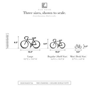 Line Art by Charles Bicycle Line Art Sculpture: 3D Printed Modern Minimalist Cyclist Decor Gift size guide: Large 8.23" x 13.5", Regular 6.4" x 10.5", Mini 2.74" x 4.5"