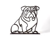 English Bulldog gift, English Bulldog mom gift, English Bulldog dad gift, Bulldog owner gift, English Bulldog memorial gift, English Bulldog lover present, 3D printed Bulldog figurine minimalist black line art silhouette sculpture, unique handmade English Bulldog birthday Christmas housewarming or sympathy gift idea for Bulldog families dog moms dog dads and loyal Bulldog enthusiasts