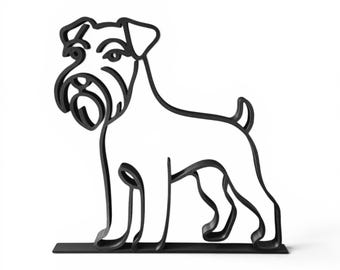 Schnauzer Line Art Sculpture, 3D Printed Minimalist Dog Lover Gift