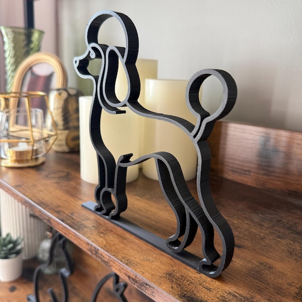 Poodle Line Art Sculpture: Modern Minimalist Pet Decor