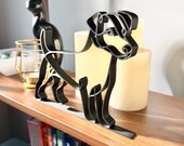 Jack Russell mom gift close up of black line art dog sculpture, minimalist Jack Russell Terrier figurine gift for dog dad shelf decor
