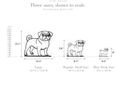 Line Art by Charles Pug Line Art Sculpture, Minimalist 3D Printed Dog Shelf Decor size guide: Large 12.1" x 13.5", Regular 7.8" x 8.7", Mini 4.03" x 4.5"