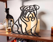 English Bulldog gift for him, English Bulldog gift for her, Bulldog dad gift, Bulldog mom gift, English Bulldog home decor, English Bulldog owner present, modern Bulldog figurine black line art silhouette sculpture for living room shelf office desk or bookshelf decor, thoughtful English Bulldog lover gift for birthday Father’s Day Mother’s Day Christmas anniversary or just because for Bulldog parents